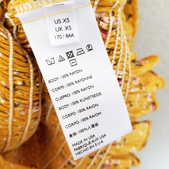 NEW Free People Bella Smocked Slip Tie Strap Bodycon Mini Dress XS Yellow Gold - Picture 9 of 12